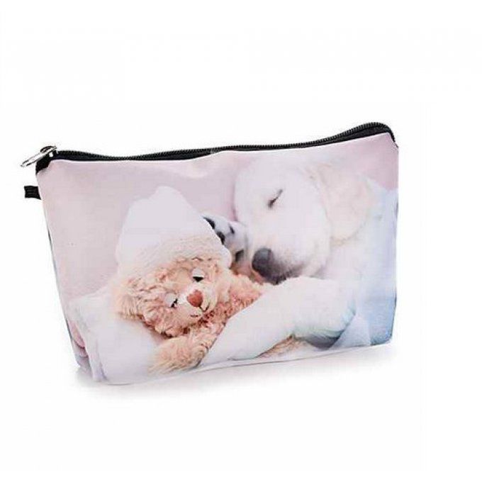 Pochette trousse décorée chien