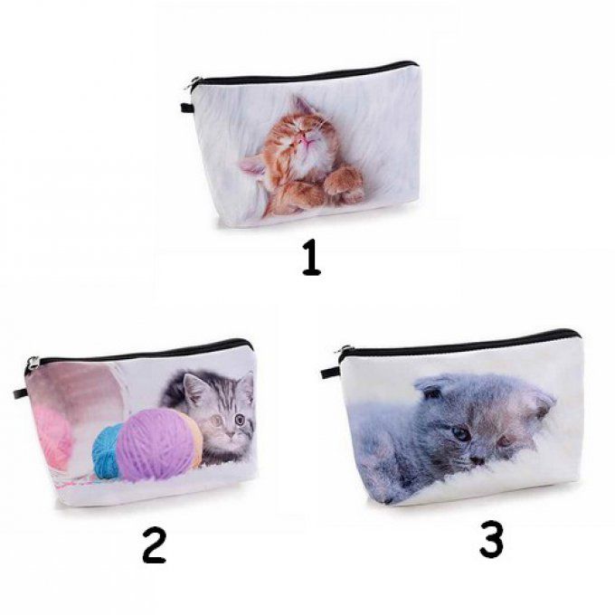 Pochette trousse décorée chat