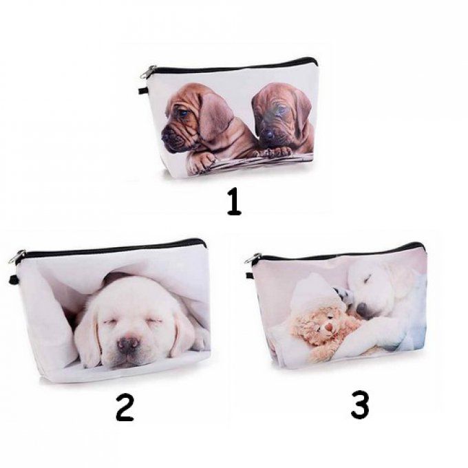 Pochette trousse décorée chien