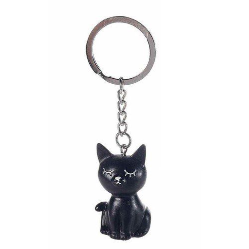 Porte clé chat noir ou blanc résine