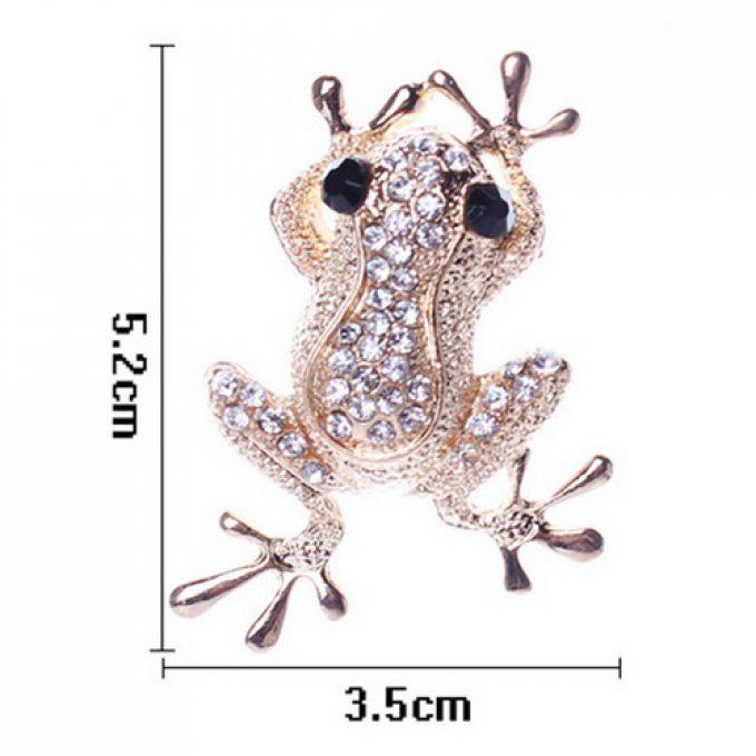  Broche dorée grenouille en strass