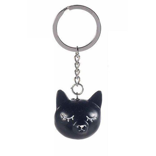 Porte clé chat noir ou blanc résine