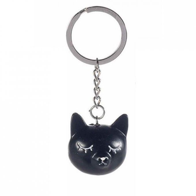 Porte clé chat noir ou blanc résine