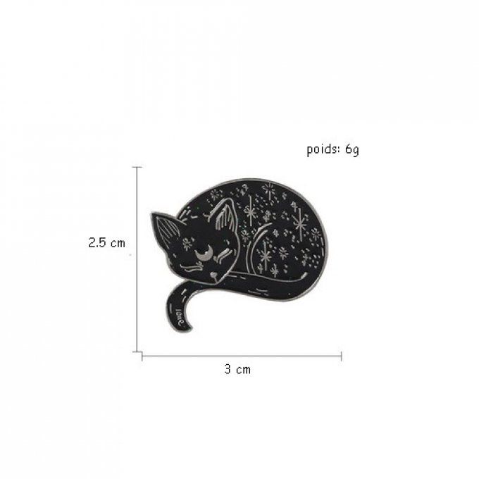 Broche pins chat noir endormi