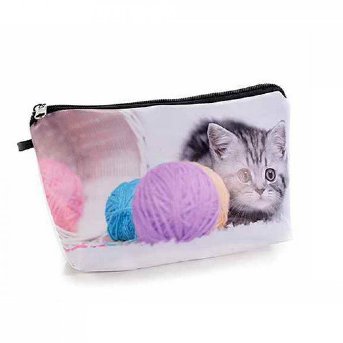Pochette trousse décorée chat