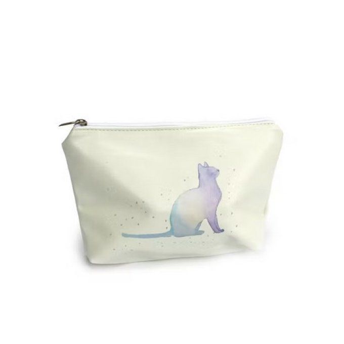 Trousse de maquillage chat mauve