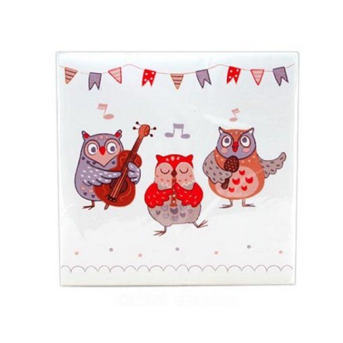 Paquet de serviettes chouettes musicowl.