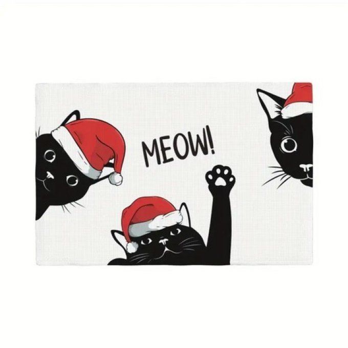 Set de table chat noir de noel 