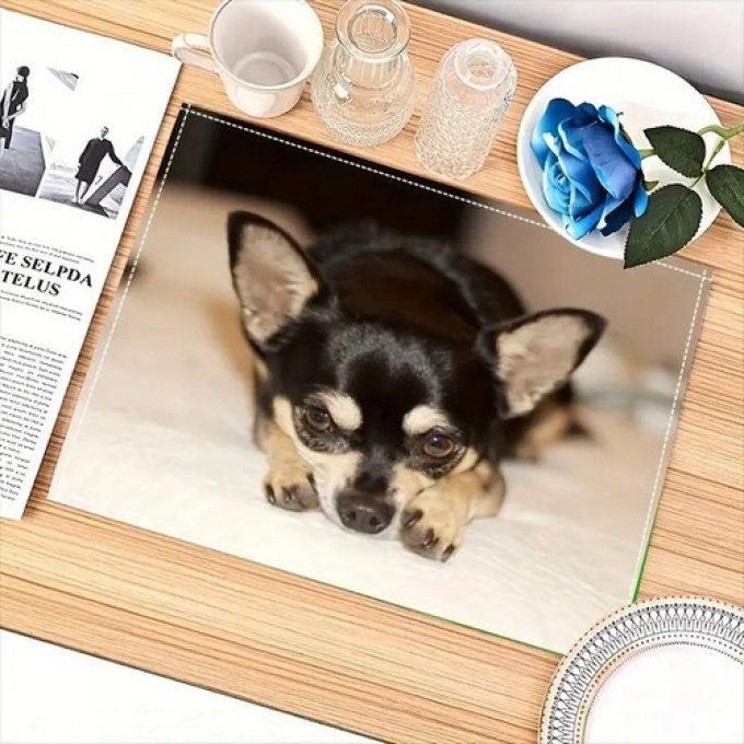 Set de table chihuahua en toile.