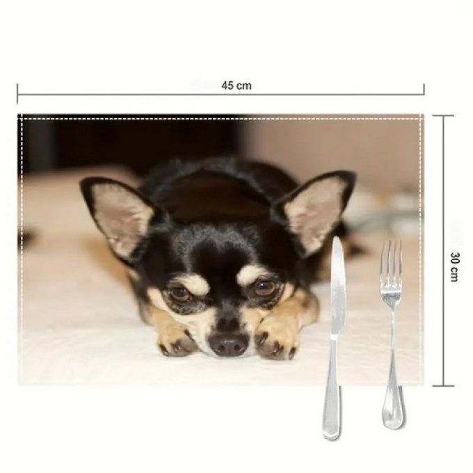 Set de table chihuahua en toile.