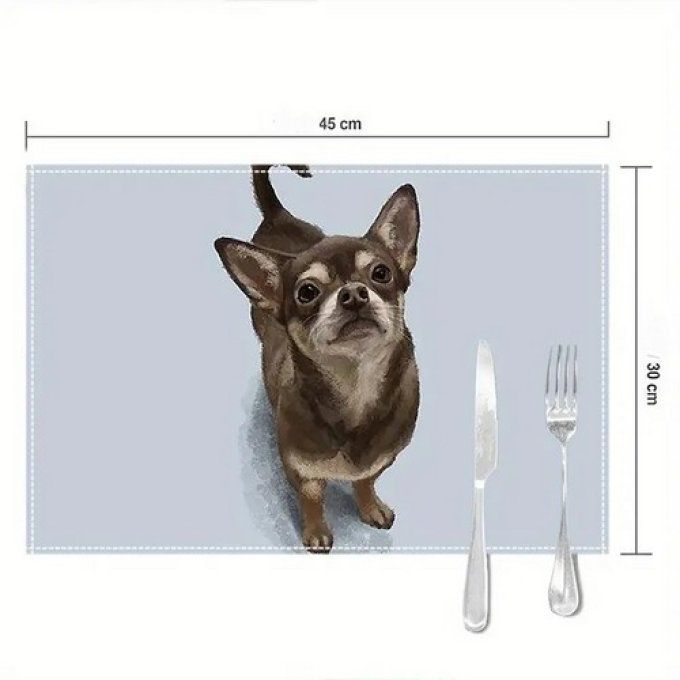 Set de table chihuahua en toile.