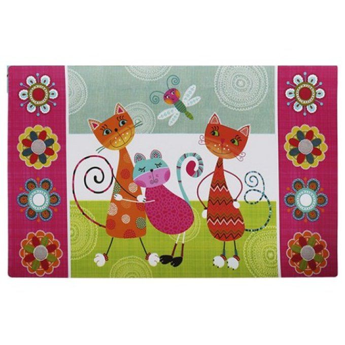 Set de table lavable chats colorés.
