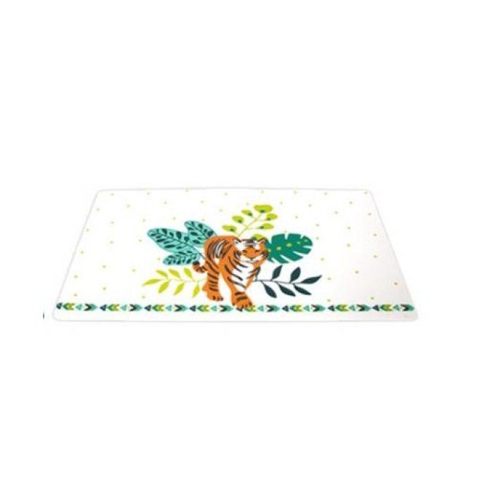 Set de table lavable tigre dans la jungle vert ou blanc.