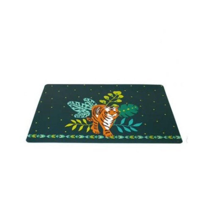 Set de table lavable tigre dans la jungle vert ou blanc.