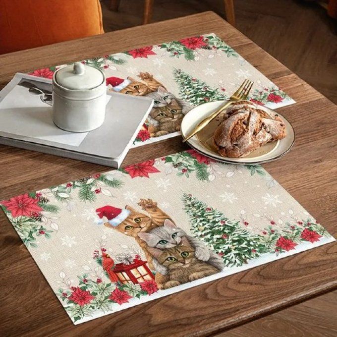 Set de table de noël les chats compères.