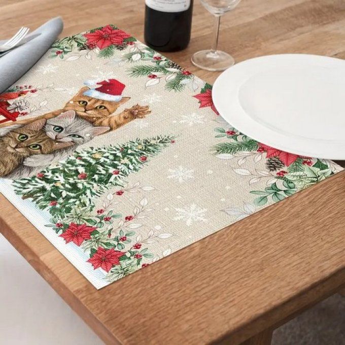 Set de table de noël les chats compères.