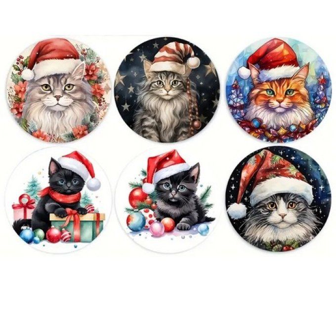 Sous-verre chats de noel en bois.
