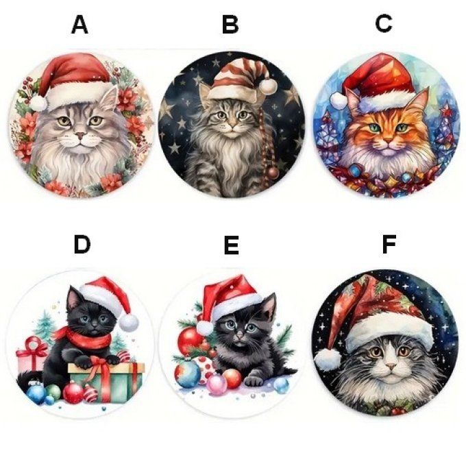 Sous-verre chats de noel en bois.