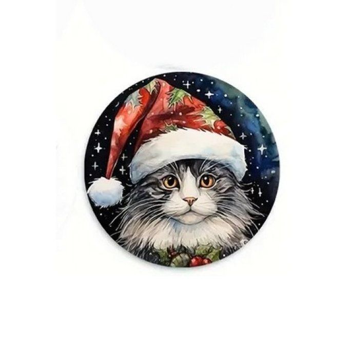 Sous-verre chats de noel en bois.