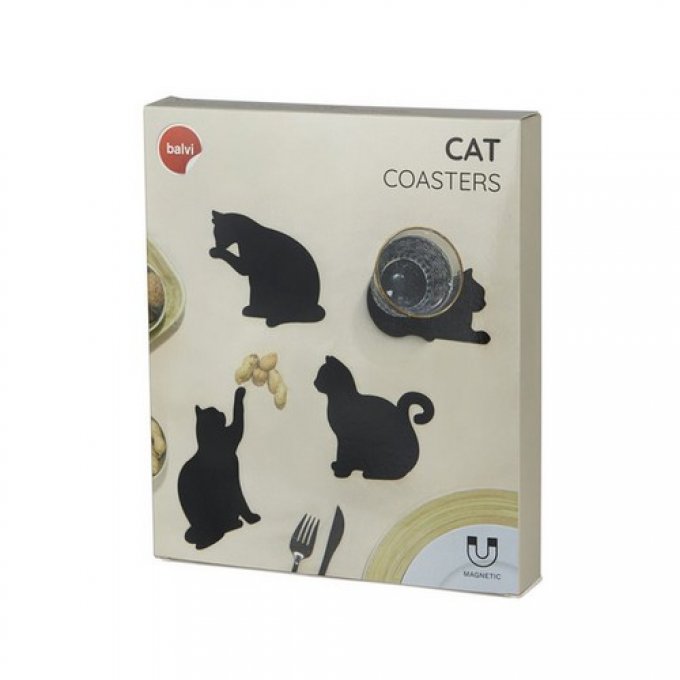 Set de 4 chats noirs sous-verre balvi