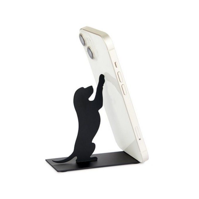 Support smartphone chien Puppy noir métal