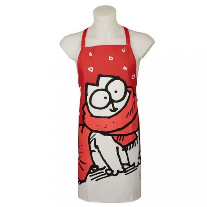Tablier de cuisine rouge chat simon's cat.