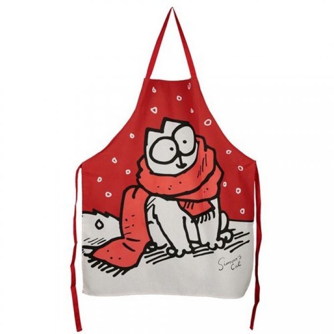 Tablier de cuisine rouge chat simon's cat.