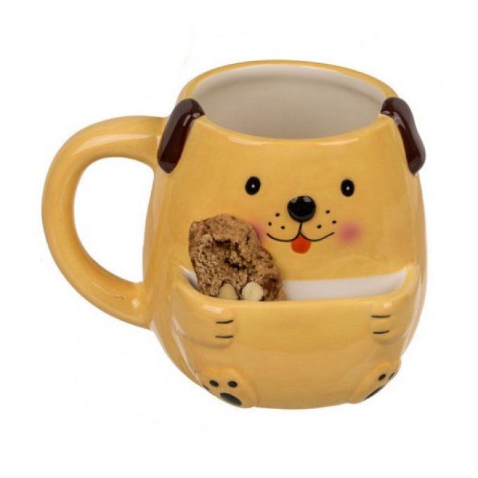 Tasse chien et sa poche gâteau .