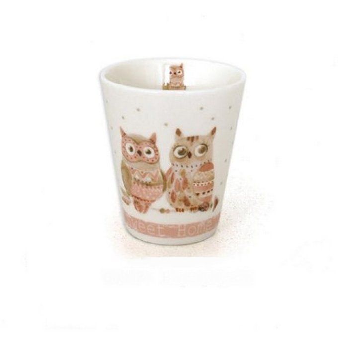 Tasse gobelet chouette et hibou amoureux collection astrid.