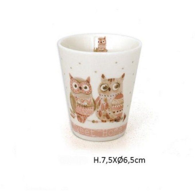 Tasse gobelet chouette et hibou amoureux collection astrid.