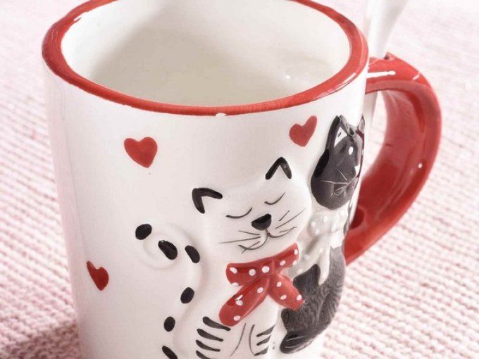 Mug chats amoureux et sa cuillère.