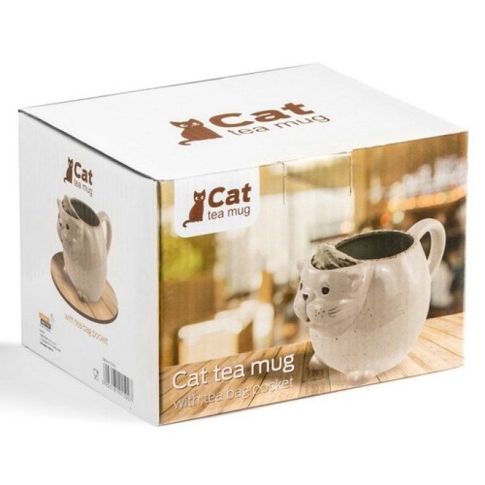 Mug KOCUREK ; gros chat avec poche sachet de thé.