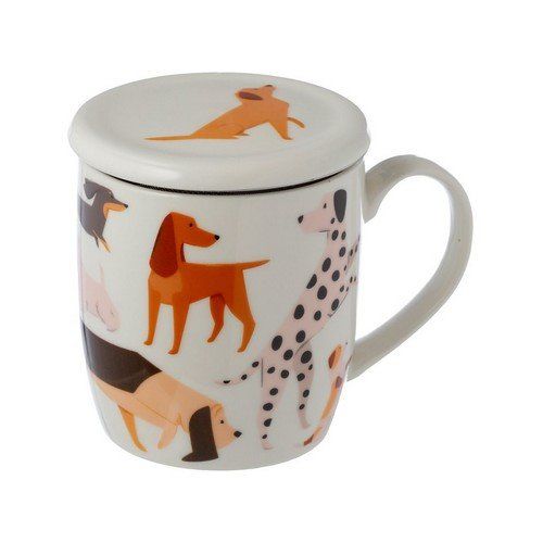 Mug Porcelaine avec Infuseur et Couvercle Barks - Chiens