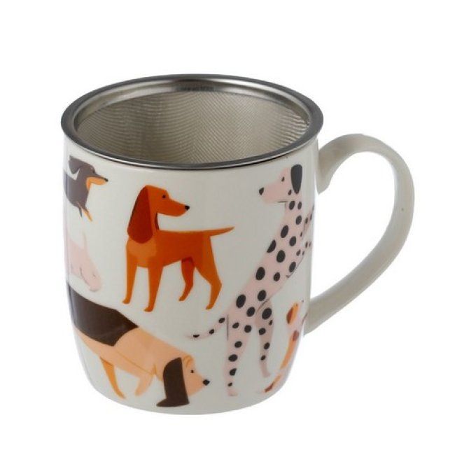 Mug Porcelaine avec Infuseur et Couvercle Barks - Chiens
