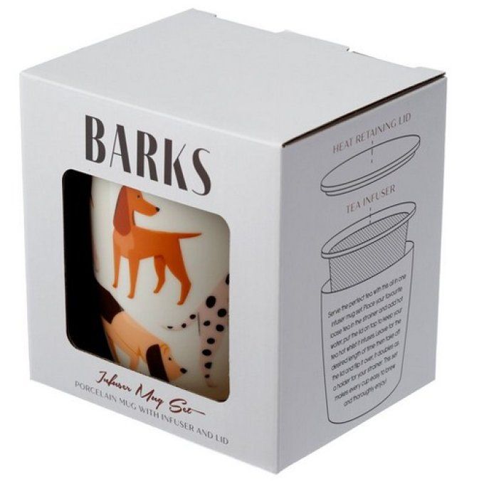 Mug Porcelaine avec Infuseur et Couvercle Barks - Chiens