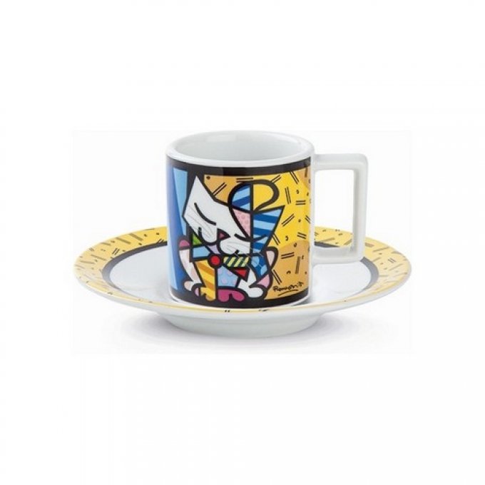 Tasse et soucoupe chat britto.