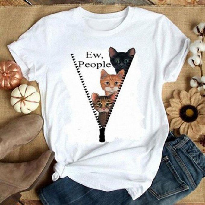 Tee-shirt trois chats curieux