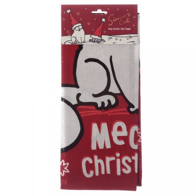 Torchon rouge de noel simon's cat