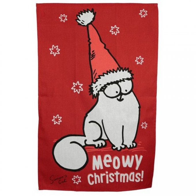 Torchon rouge de noel simon's cat