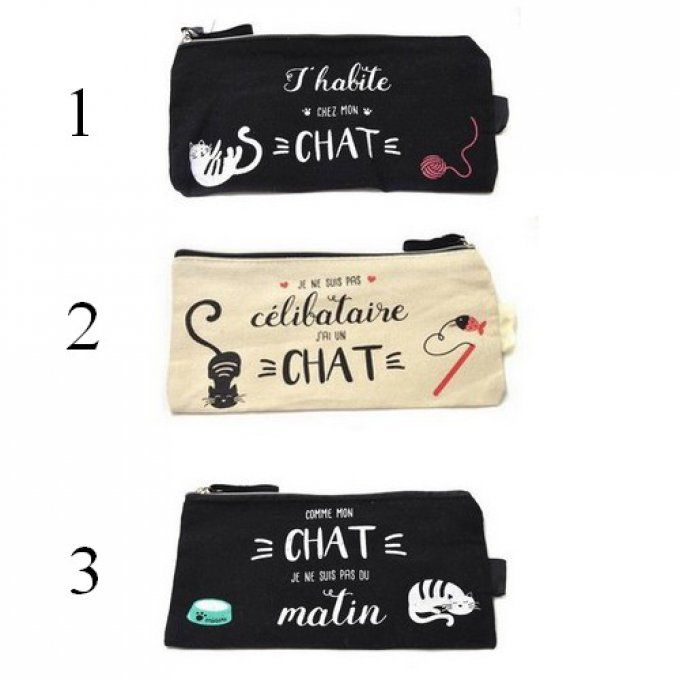 Pochette coton chat et message