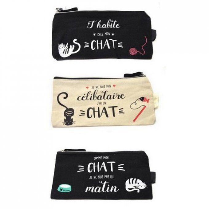 Pochette coton chat et message