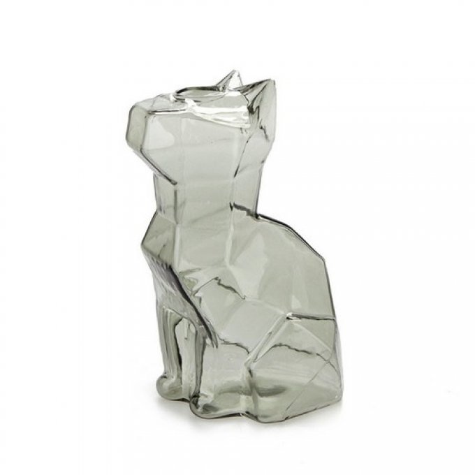 Vase gris en forme de chat à facette