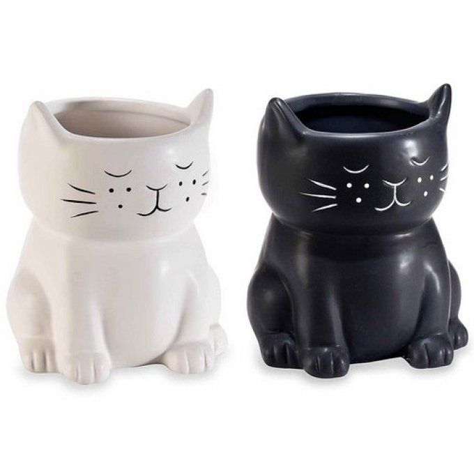 Vase chat noir ou blanc céramique
