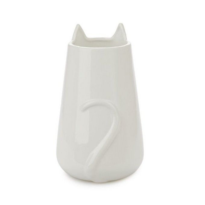 Pot multi-usages ou vase chat en céramique blanc ou gris