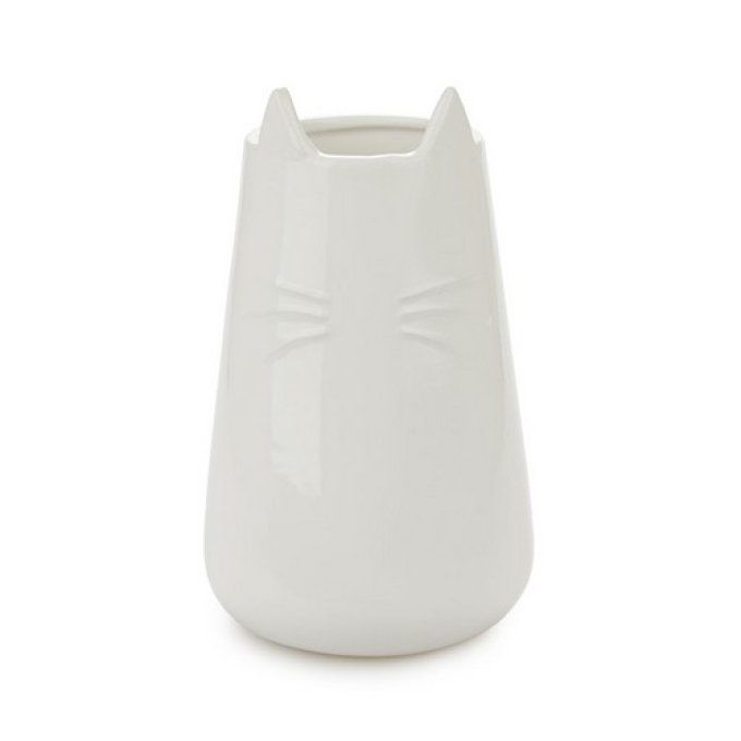 Pot multi-usages ou vase chat en céramique blanc ou gris