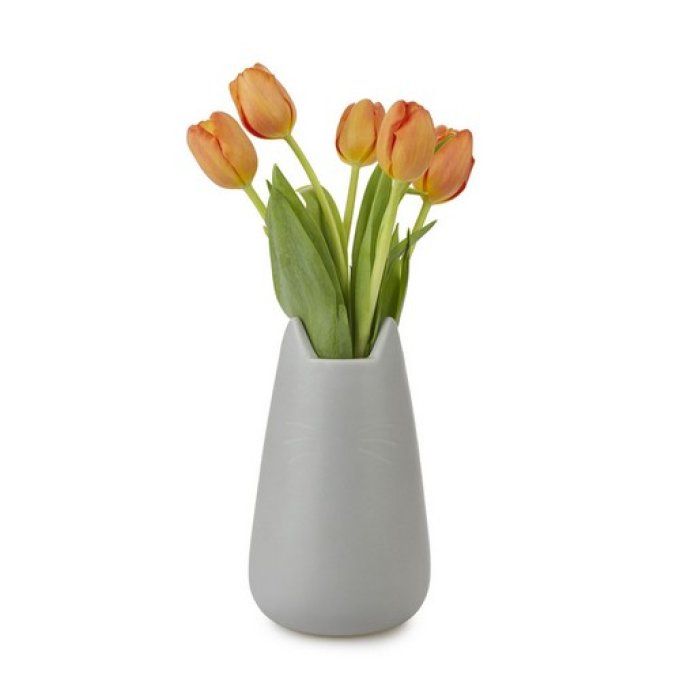 Pot multi-usages ou vase chat en céramique blanc ou gris