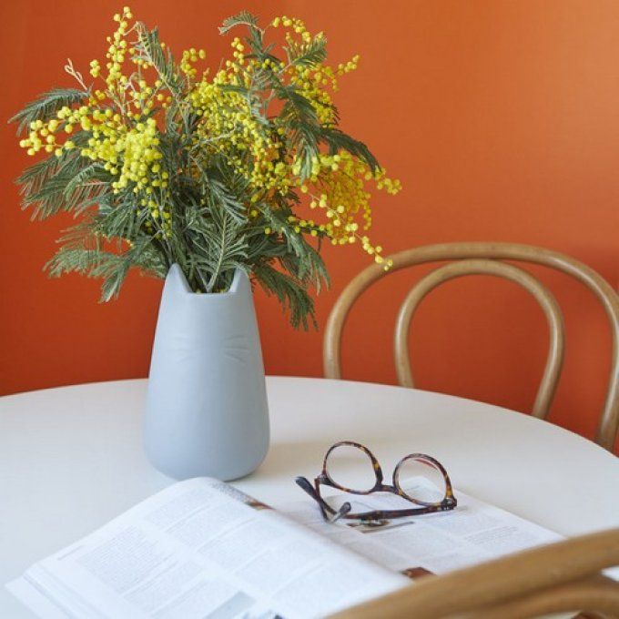 Pot multi-usages ou vase chat en céramique blanc ou gris
