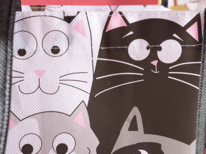 Sac en polyester rigide avec imprimé chats "Funny Cats"