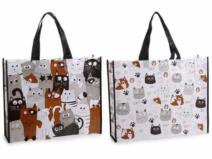 Sac en polyester rigide avec imprimé chats "Funny Cats"