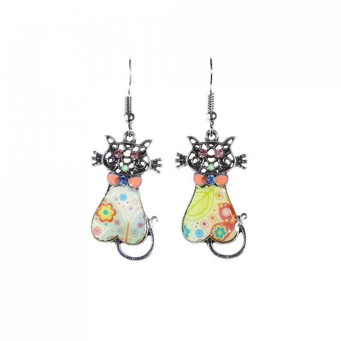 Boucle d'oreille chat tabby 